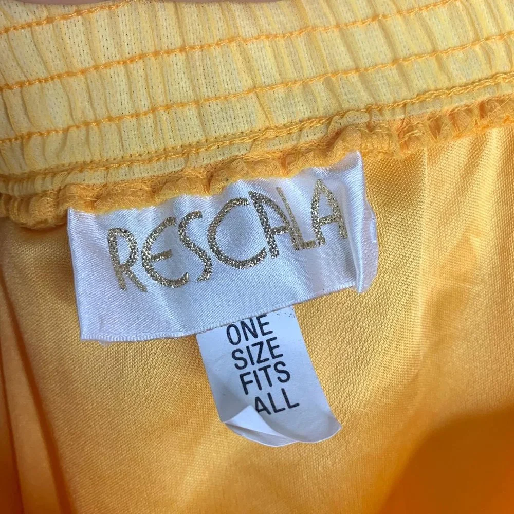 RESCALA Vintage Yellow Pleated Full Length‎ Skirt OS